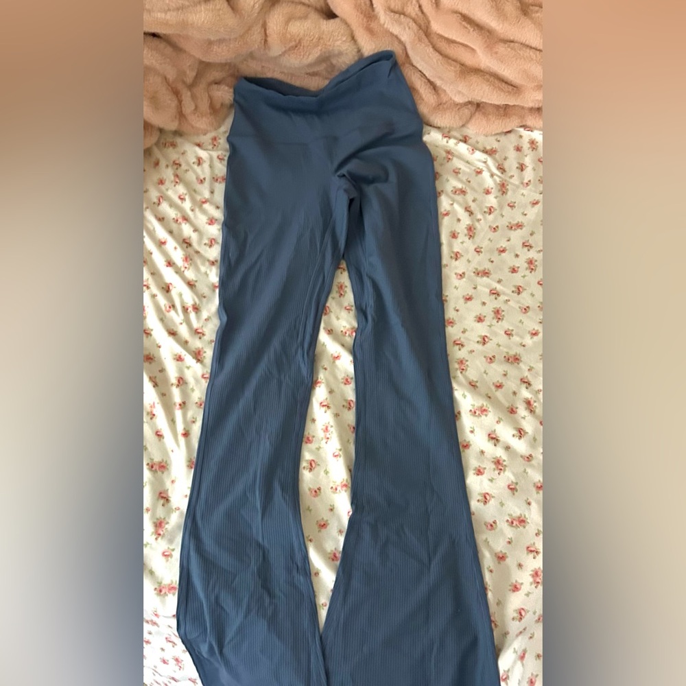 Lululemon Blue Ribbed Flare Leggings